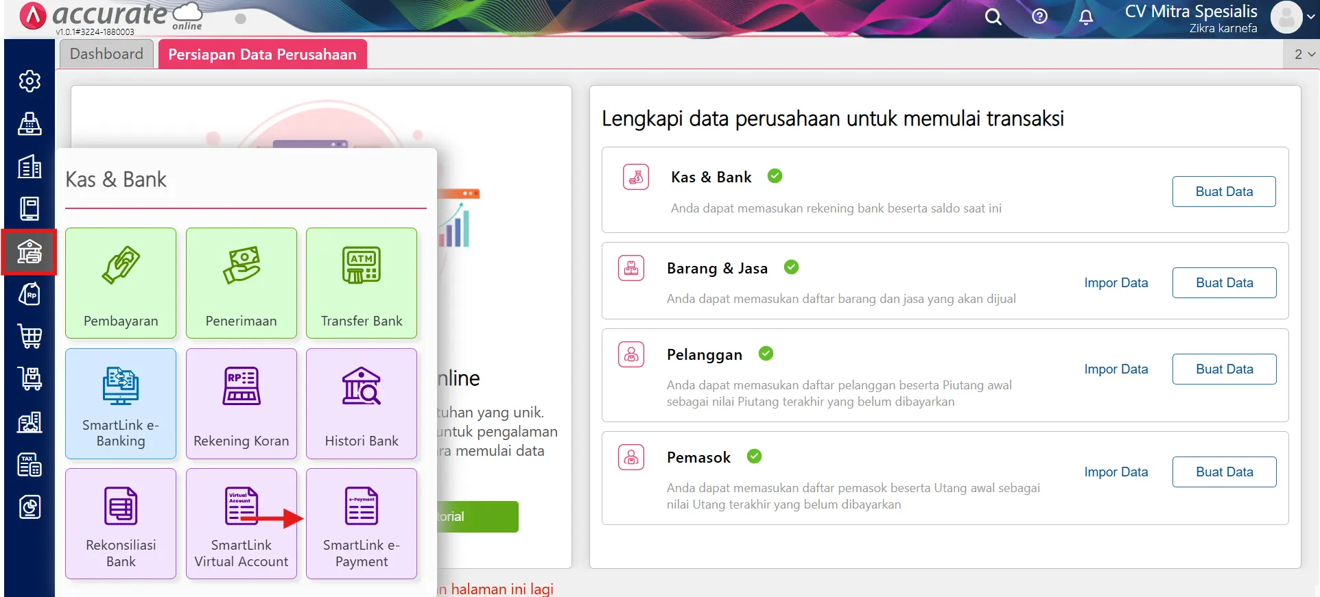 fitur smartlink e-payment Accurate Online